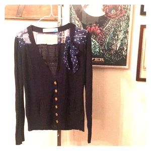 NWOT-Anthropologie-Sparrow Navy Chiffon Cardigan